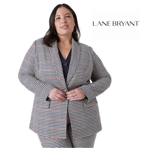 Lane Bryant Jackets & Blazers - NEW Lane Bryant Boyfriend Single-Breasted Blazer Houndstooth Plaid